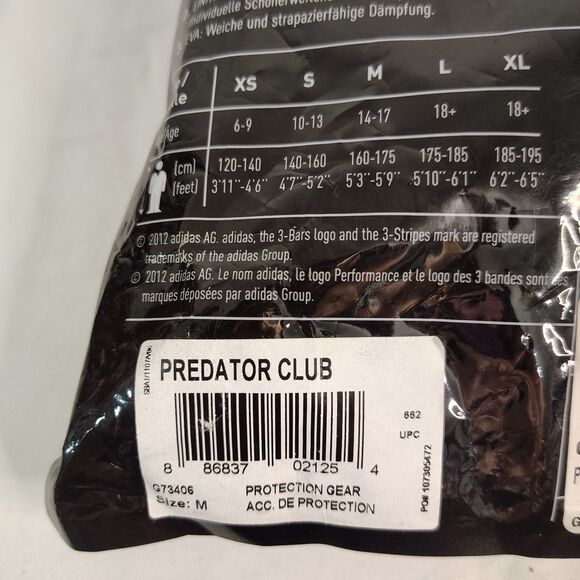 New ADIDAS Adult Medium Black Soccer Shin Guards PREDATOR CLUB Single Strap - Picture 6 of 6